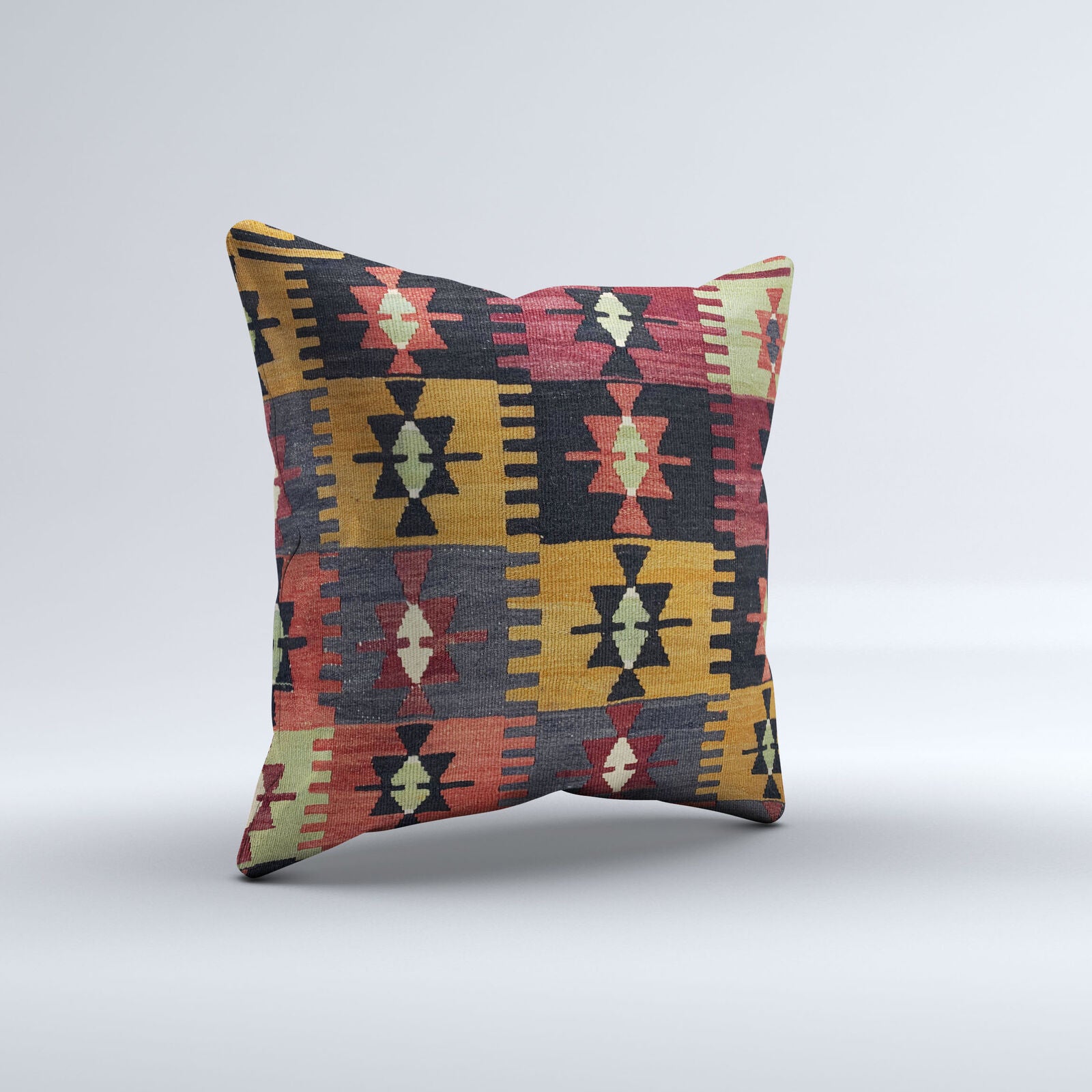 Vintage Turkish Kilim Cushion Cover 60x60 cm Square Wool Kelim Pillowcase 66421