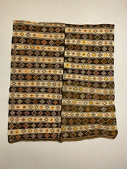Vintage Turkish Kilim 222x190 cm wool kelim rug Beige, Brown, Black, Large kilimshop.myshopify.com