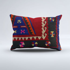 Vintage Turkish Kilim Cushion Cover 60x40 cm Square Wool Kelim Pillowcase 64724