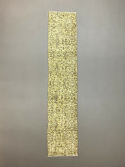 Distressed Turkish Narrow Runner 266x56 cm wool Vintage rug, Overdyed Yellow kilimshop.myshopify.com