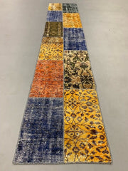 Vintage Turkish Patchwork Runner 300x60 cm Wool Rug 2178