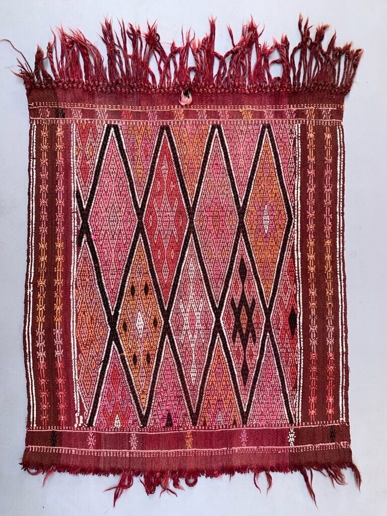 Medium Vintage Turkish Kilim Rug 120x100 cm Wool Kelim, Square