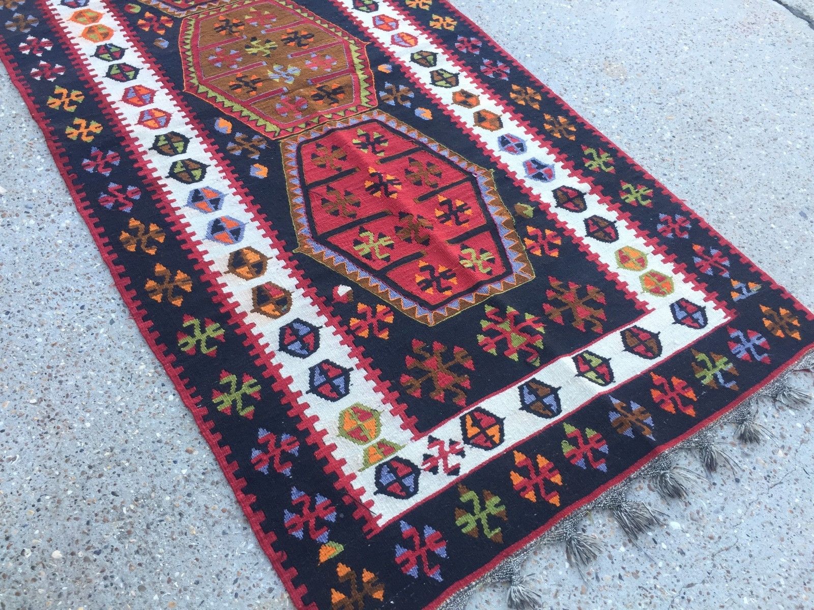 Old Turkish Kilim kelim rug, country house boho vintage rustic antique 222x107cm Antiques:Carpets & Rugs kilimshop.myshopify.com