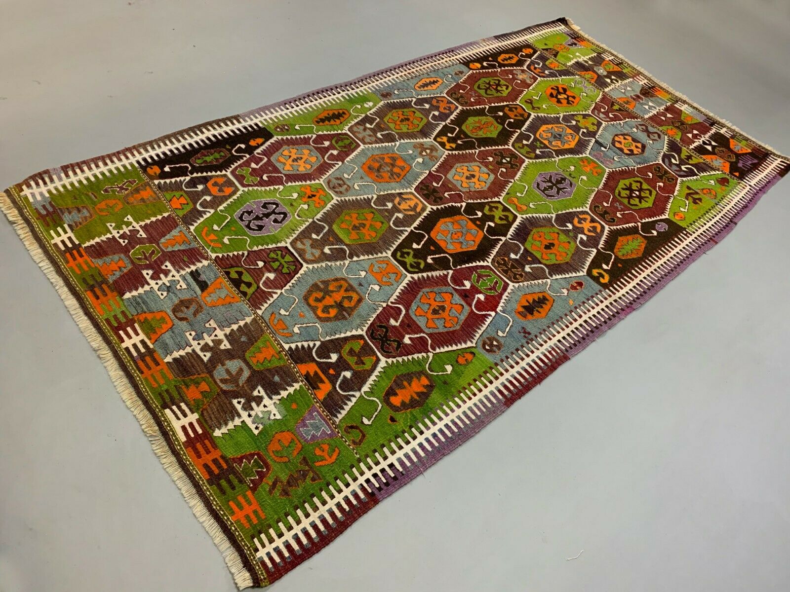 Vintage Turkish Barak Kilim Rug 295x158 cm Wool Large kilimshop.myshopify.com