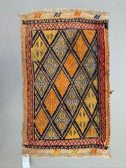 Vintage Turkish Mini Kilim 92x54 cm Wool Small Kelim Runner, shabby Chic