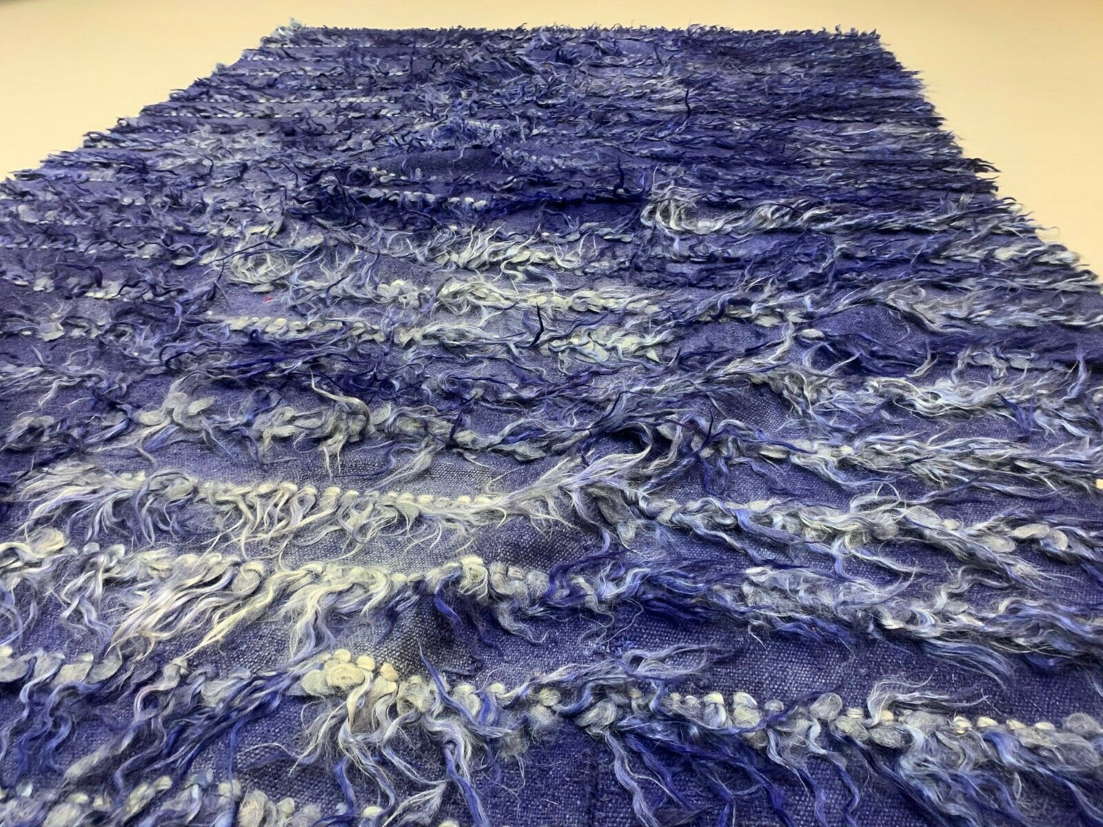 Antique Turkish Shabby Wool Rug 200x125 cm Blue, shabby chic, shaggy, shag pile kilimshop.myshopify.com