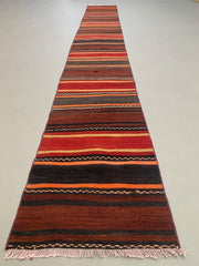 Old Turkish narrow Kilim Runner 421X53 cm shabby chic, vintage kelim