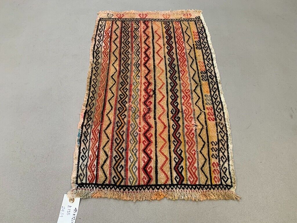 Vintage Turkish Mini Kilim 72x45 cm Wool Small Kelim Runner, shabby Chic
