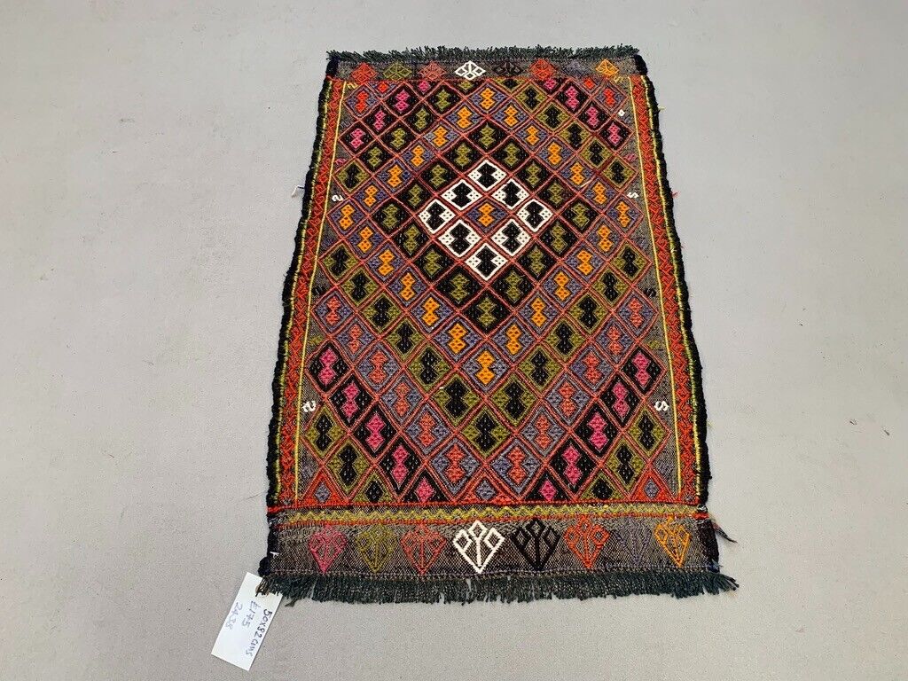 Vintage Turkish Mini Kilim 82x50 cm Wool Small Kelim Runner, shabby Chic