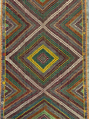 Large Vintage Turkish Kilim Rug 330x193 cm Wool Jajim Kelim