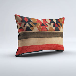 Vintage Turkish Kilim Cushion Cover 60x40 cm Square Wool Kelim Pillowcase 64719