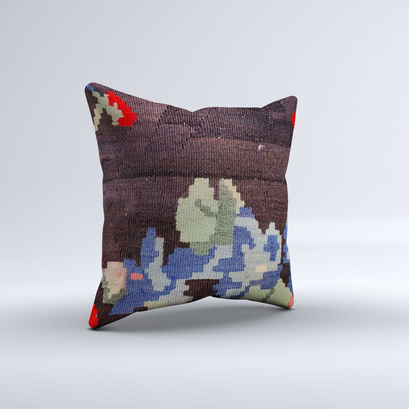 Vintage Turkish Kilim Cushion Cover 40x40 cm Square Wool Kelim Pillowcase  40853