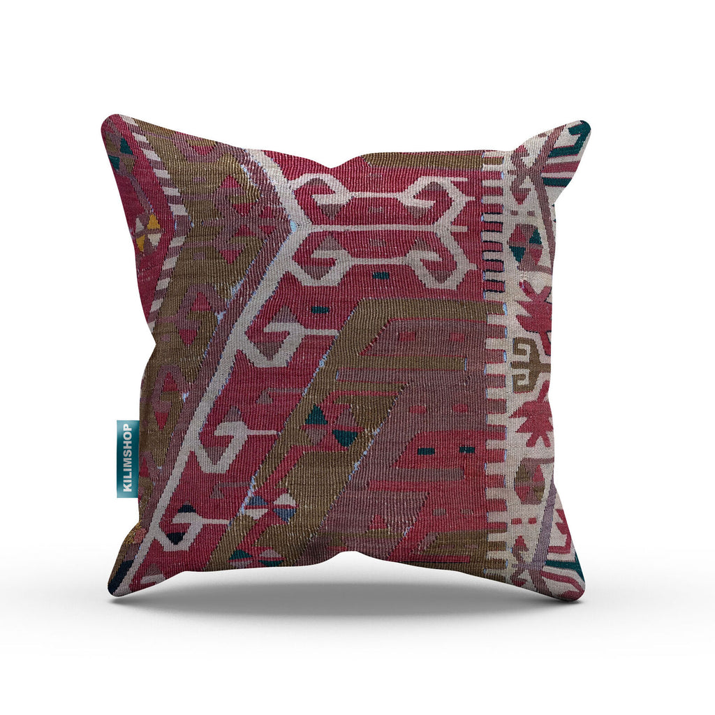 Turkish Kilim Cushion Cover 60x60 cm Square Wool Kelim Pillow Moroccan  66393