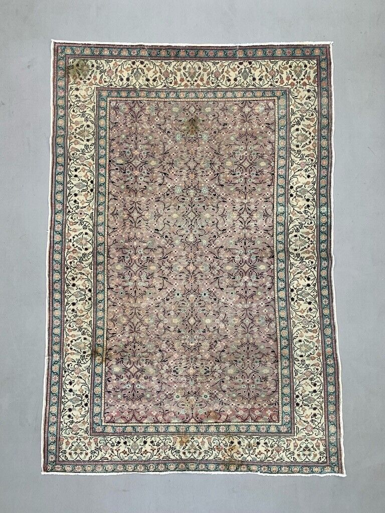 Vintage Turkish Rug 220x150 cm shabby carpet Central Anatolian Medium