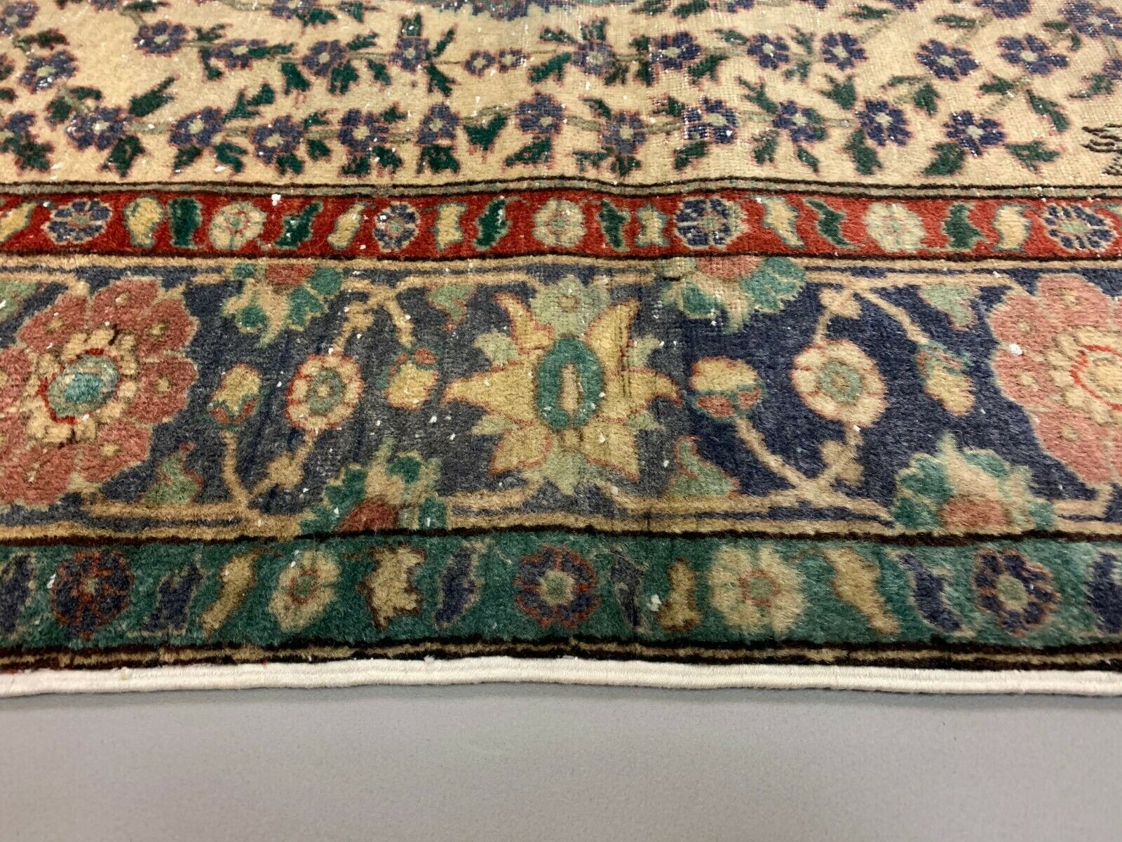 Distressed Turkish Rug 179x120 cm wool Vintage shabby Chic Tribal Blue, Beige kilimshop.myshopify.com