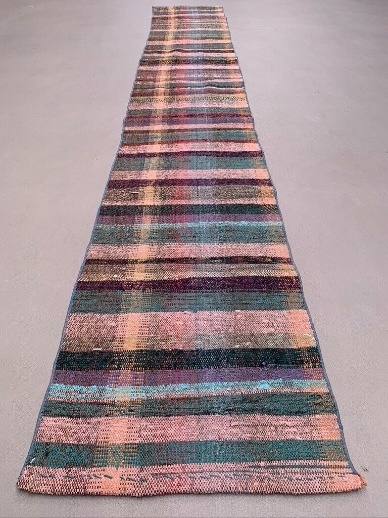 Old Turkish narrow Kilim Runner 336x50 cm shabby chic, vintage kelim