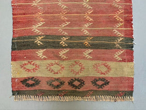 Vintage Turkish Mini Kilim 85x55 cm Wool Small Kelim Runner, shabby Chic