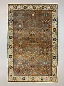 Distressed Turkish Rug 215x140 cm wool Vintage shabby Tribal Brown, Red, Beige kilimshop.myshopify.com