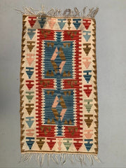 Vintage Turkish Mini Kilim 122x61 cm Wool Small Kelim Runner, shabby Chic