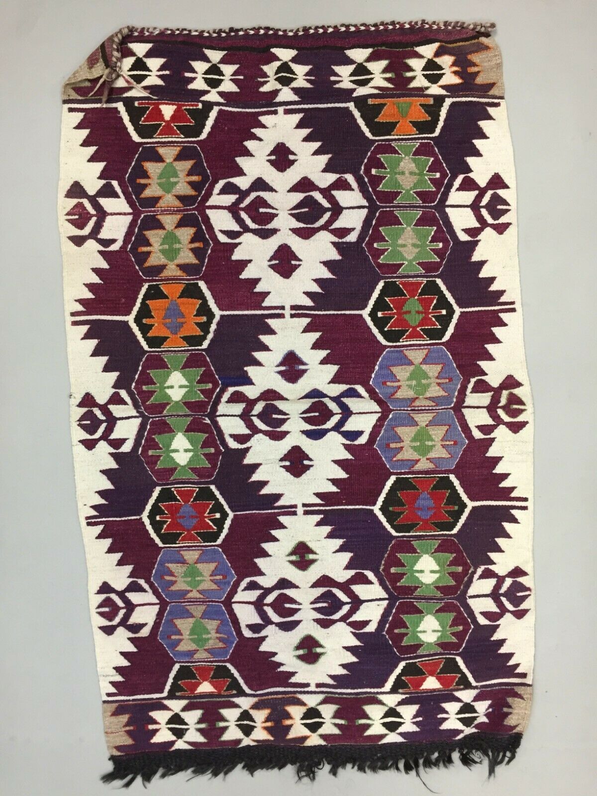 Small Vintage Turkish Kilim 160x96 cm Wool Kelim Rug Red Green Beige Black