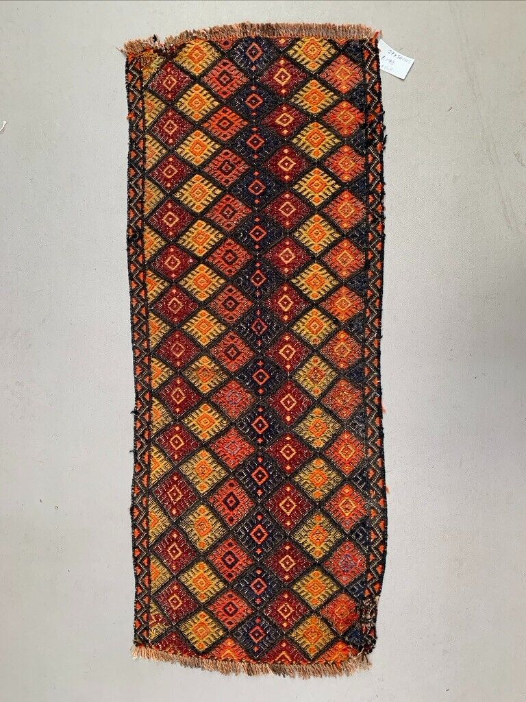 Vintage Turkish Mini Kilim 127X50 cm Wool Small Kelim Runner, shabby Chic