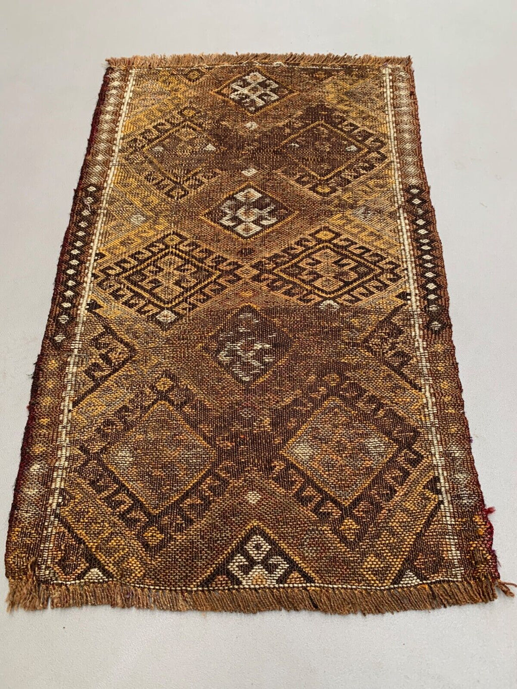 Vintage Turkish Mini Kilim 77x47 cm Wool Small Kelim Runner