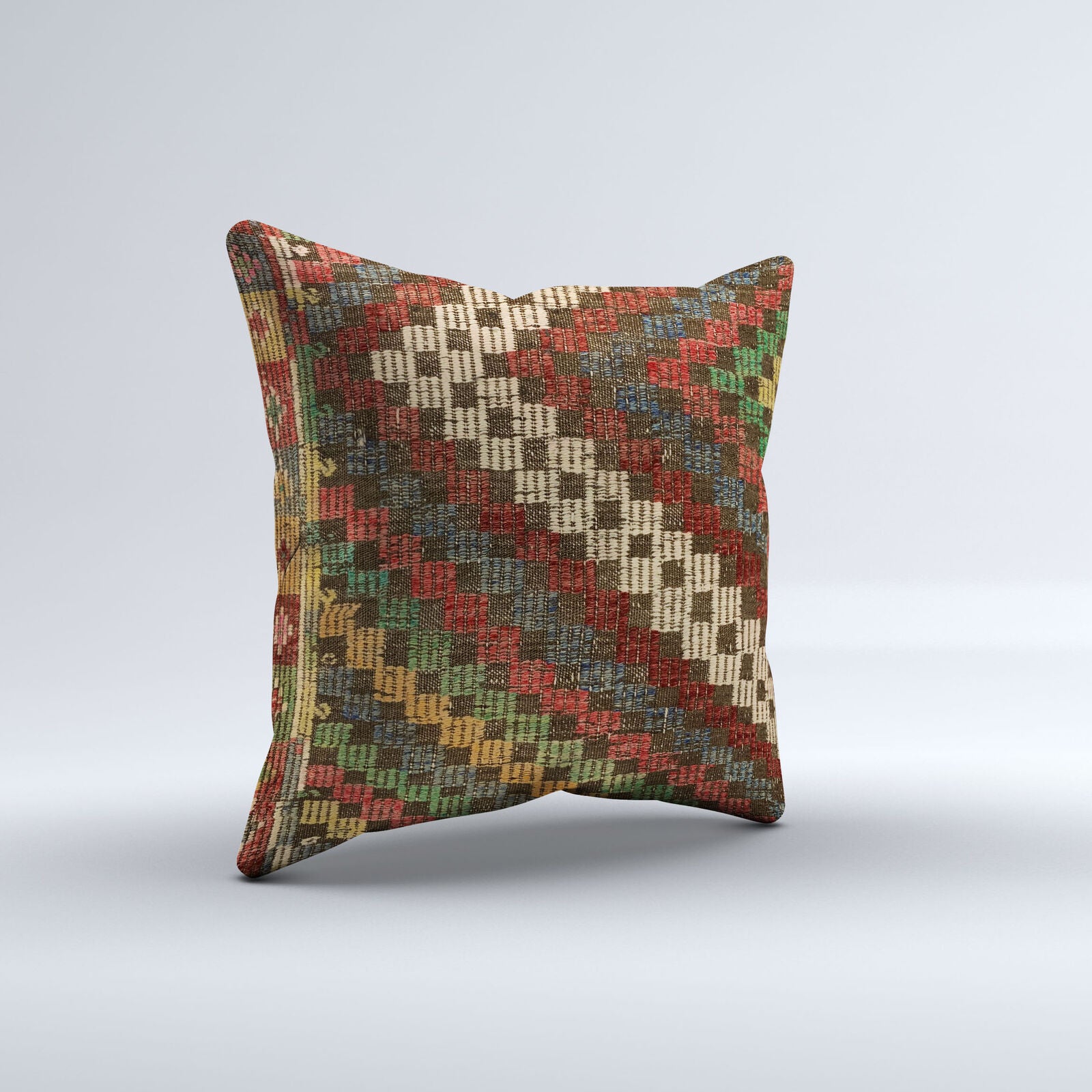 Vintage Turkish Kilim Cushion Cover 60x60 cm Square Wool Kelim Pillowcase 66419