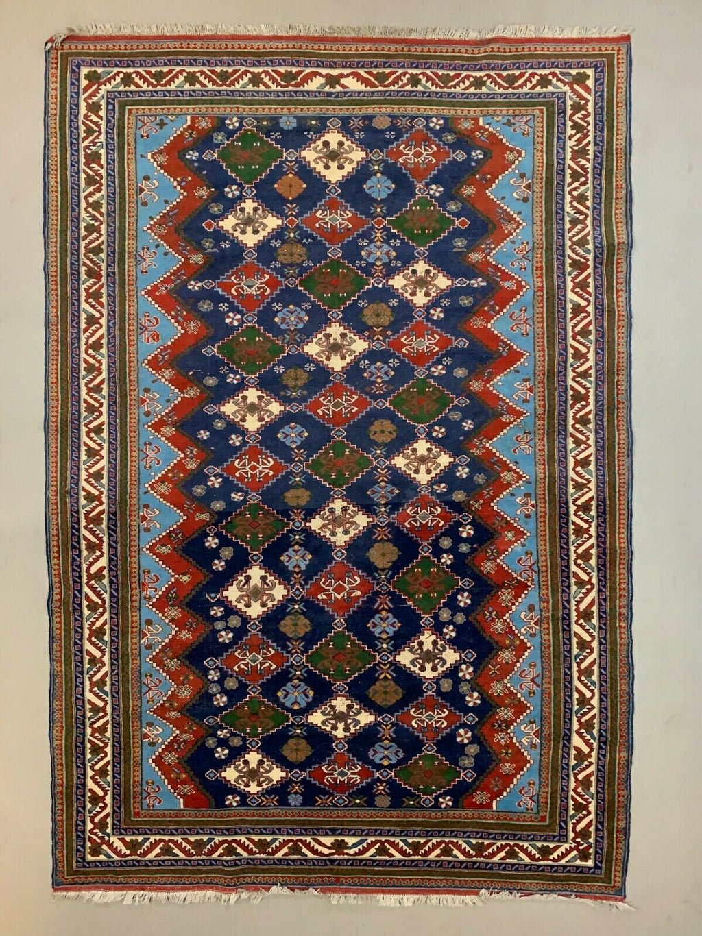 Original Shirvan Kazak Rug 310x210 cm Vintage, Blue, Red kilimshop.myshopify.com