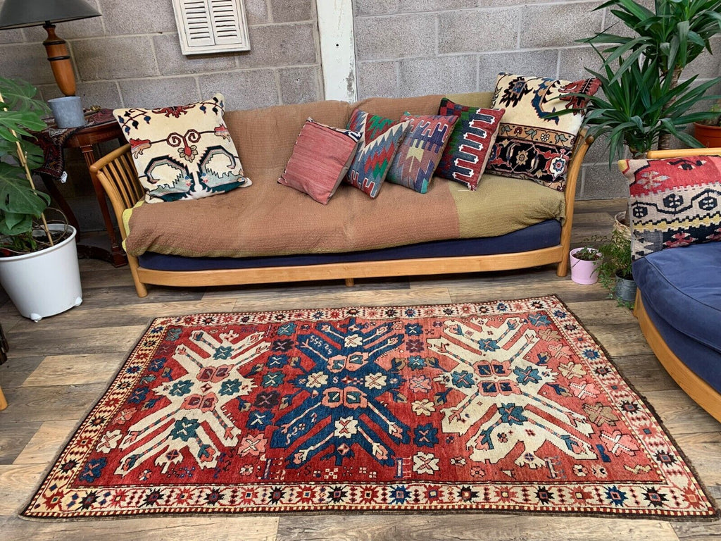 Caucasian Adler, Eagle Kazak Rug 190x113 cm vintage tribal carpet