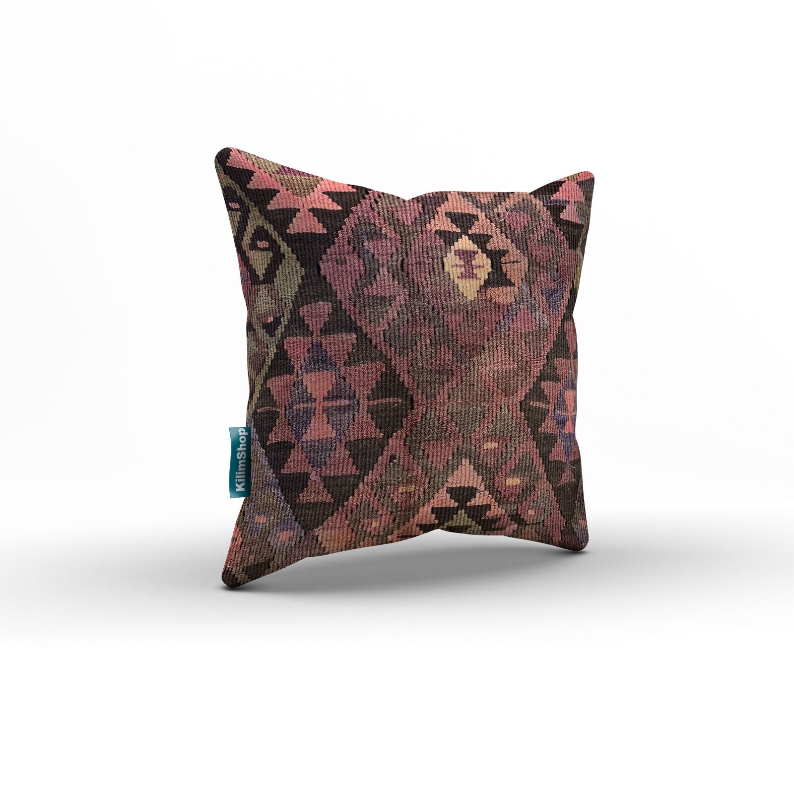 Turkish Kilim Cushion Cover 40x40 cm Square Wool Kelim Pillow Moroccan 40778