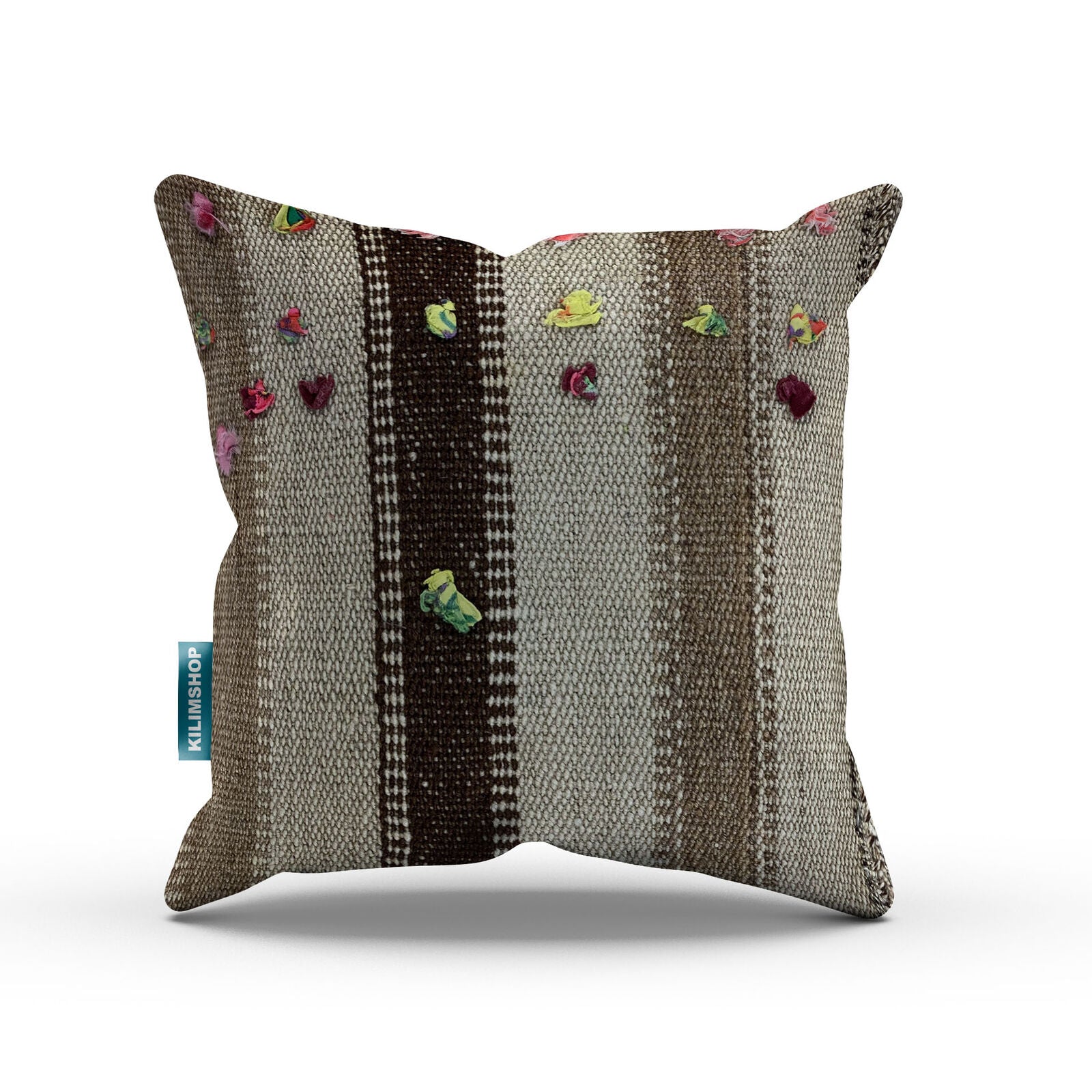 Vintage Kilim Cushion Cover 40x40 cm Square Wool Kelim Pillow Moroccan Decor