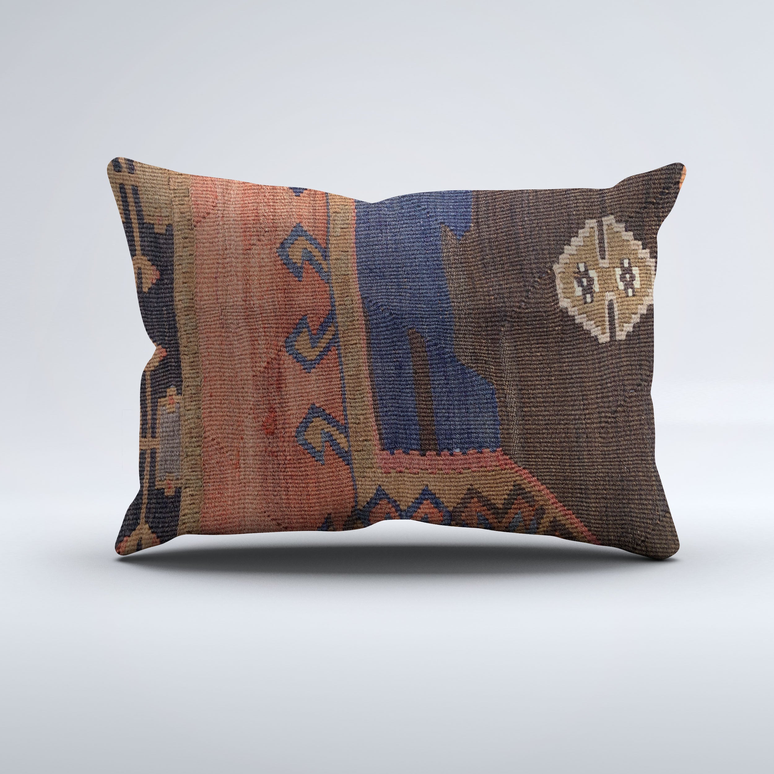 Vintage Turkish Kilim Cushion Cover 60x40 cm Wool Kelim Pillowcase 64642