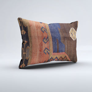 Vintage Turkish Kilim Cushion Cover 60x40 cm Wool Kelim Pillowcase 64642