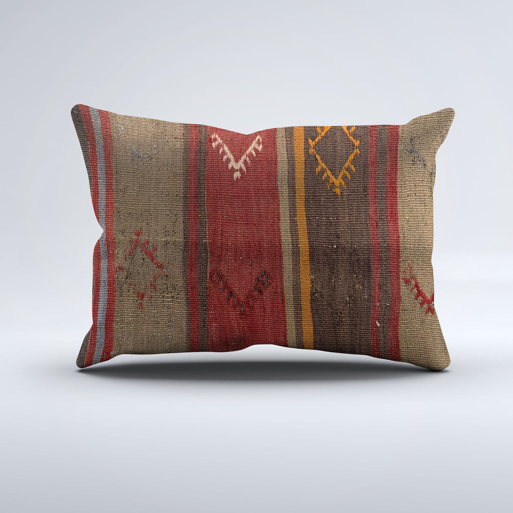 Vintage Turkish Kilim Cushion Cover 60x40 cm Wool Kelim Pillowcase 64660