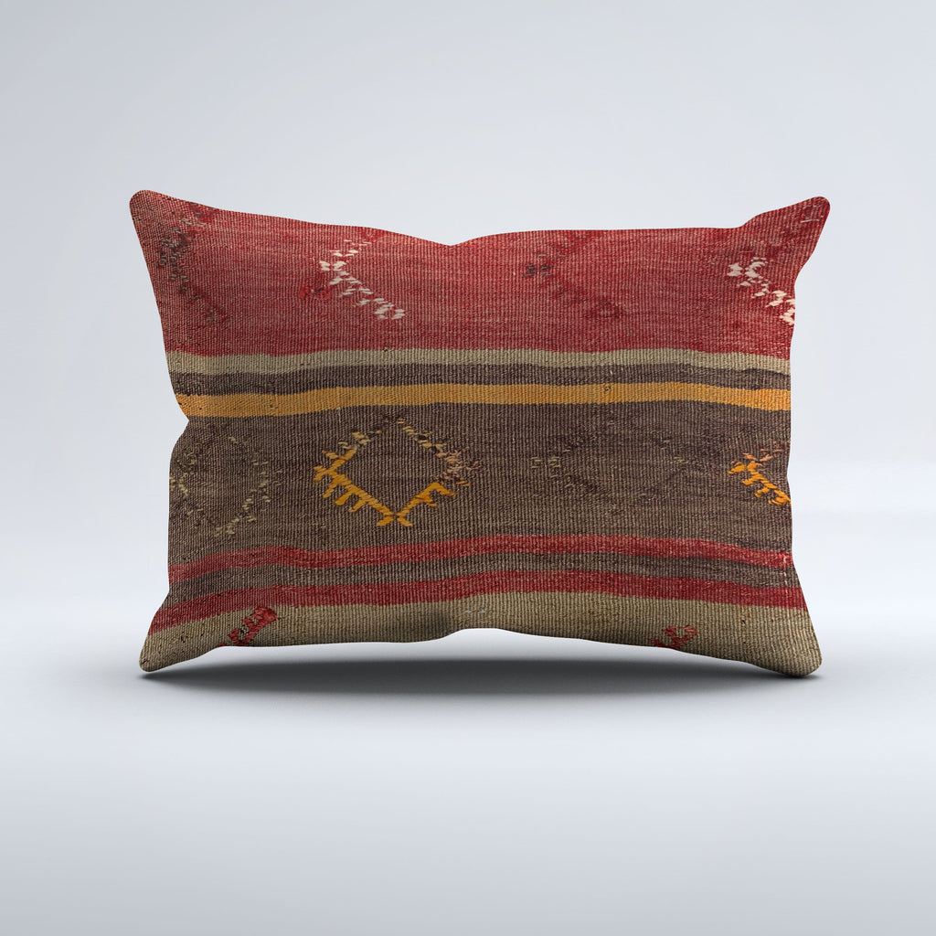 Vintage Turkish Kilim Cushion Cover 60x40 cm Wool Kelim Pillowcase 64662