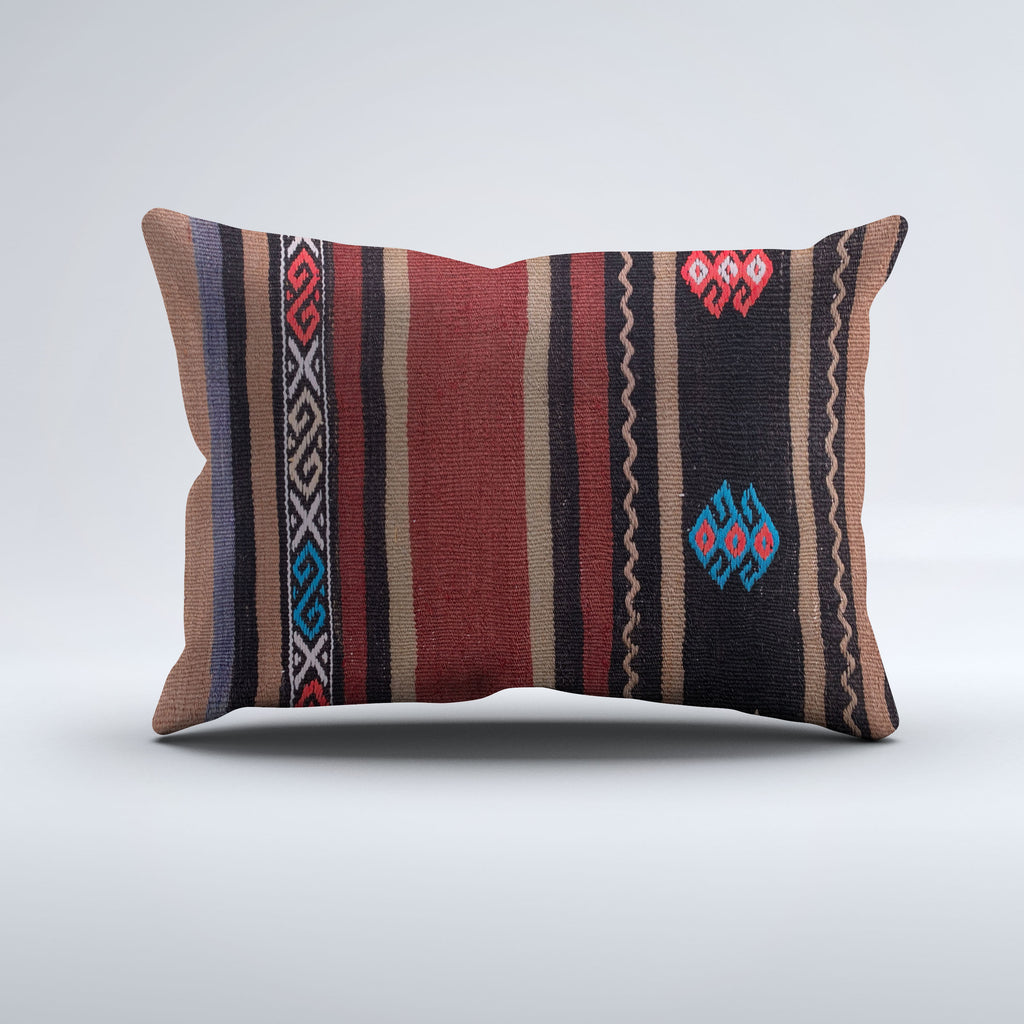 Vintage Turkish Kilim Cushion Cover 60x40 cm Wool Kelim Pillowcase 64672