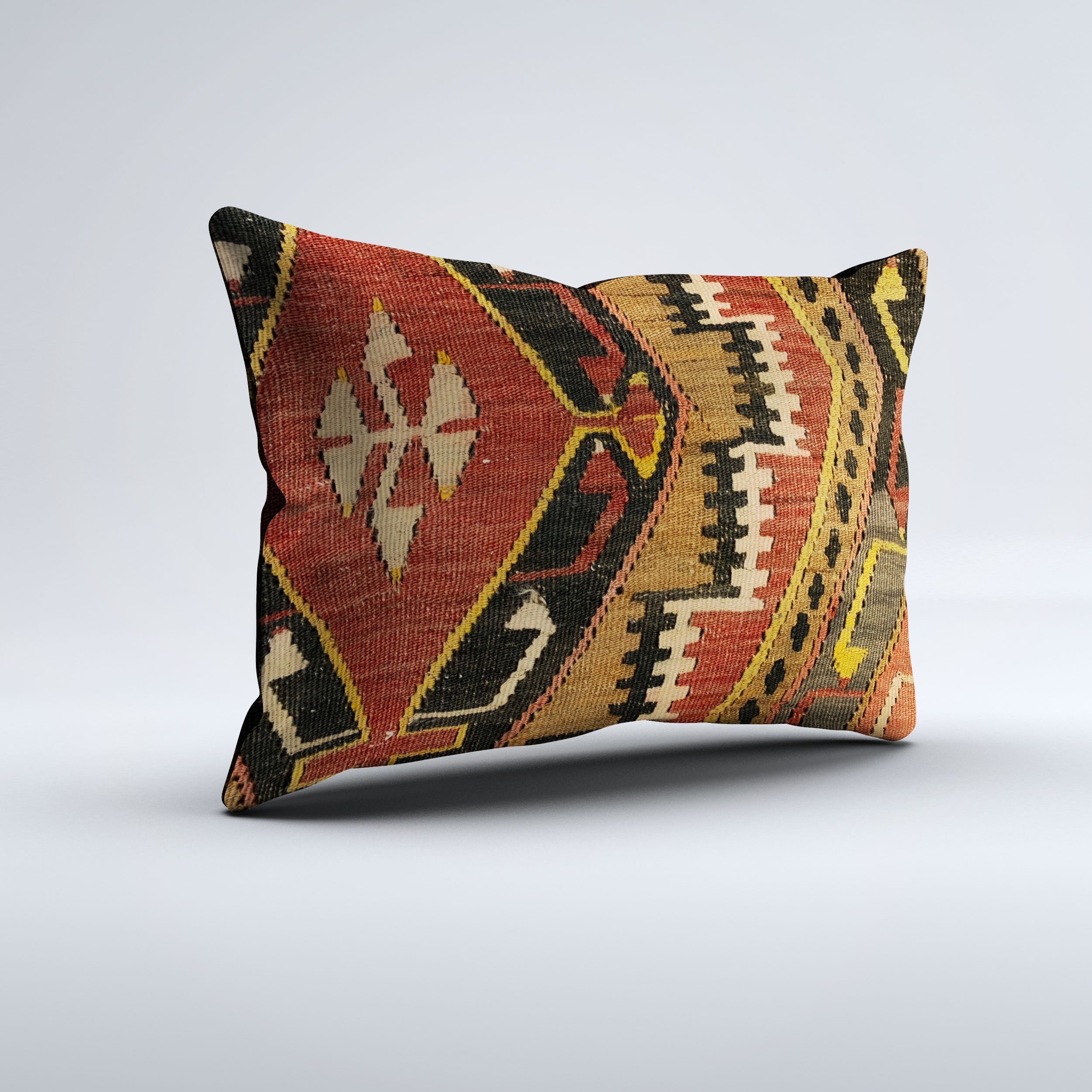 Vintage Turkish Kilim Cushion Cover 60x40 cm Square Wool Kelim Pillowcase 64729