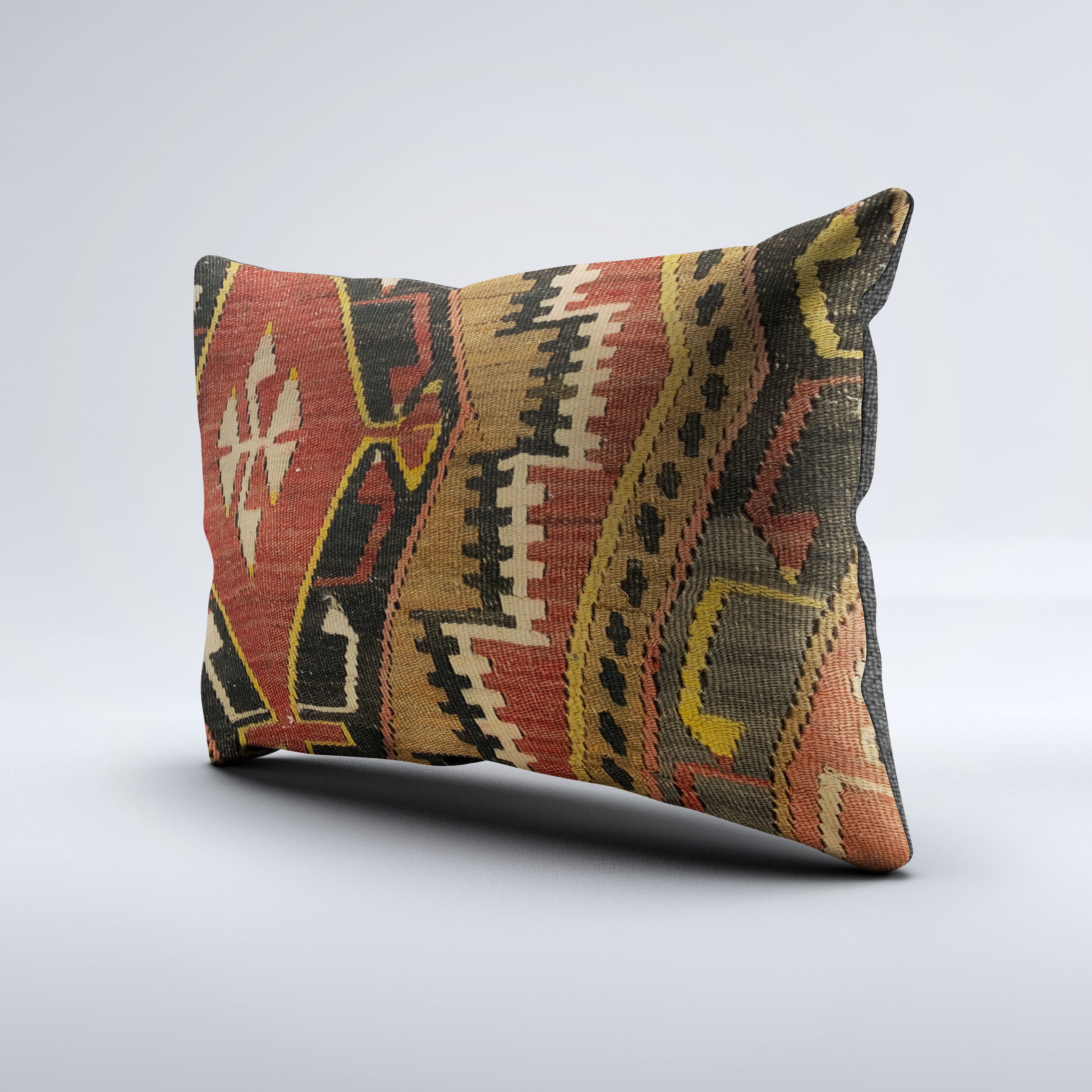 Vintage Turkish Kilim Cushion Cover 60x40 cm Square Wool Kelim Pillowcase 64729