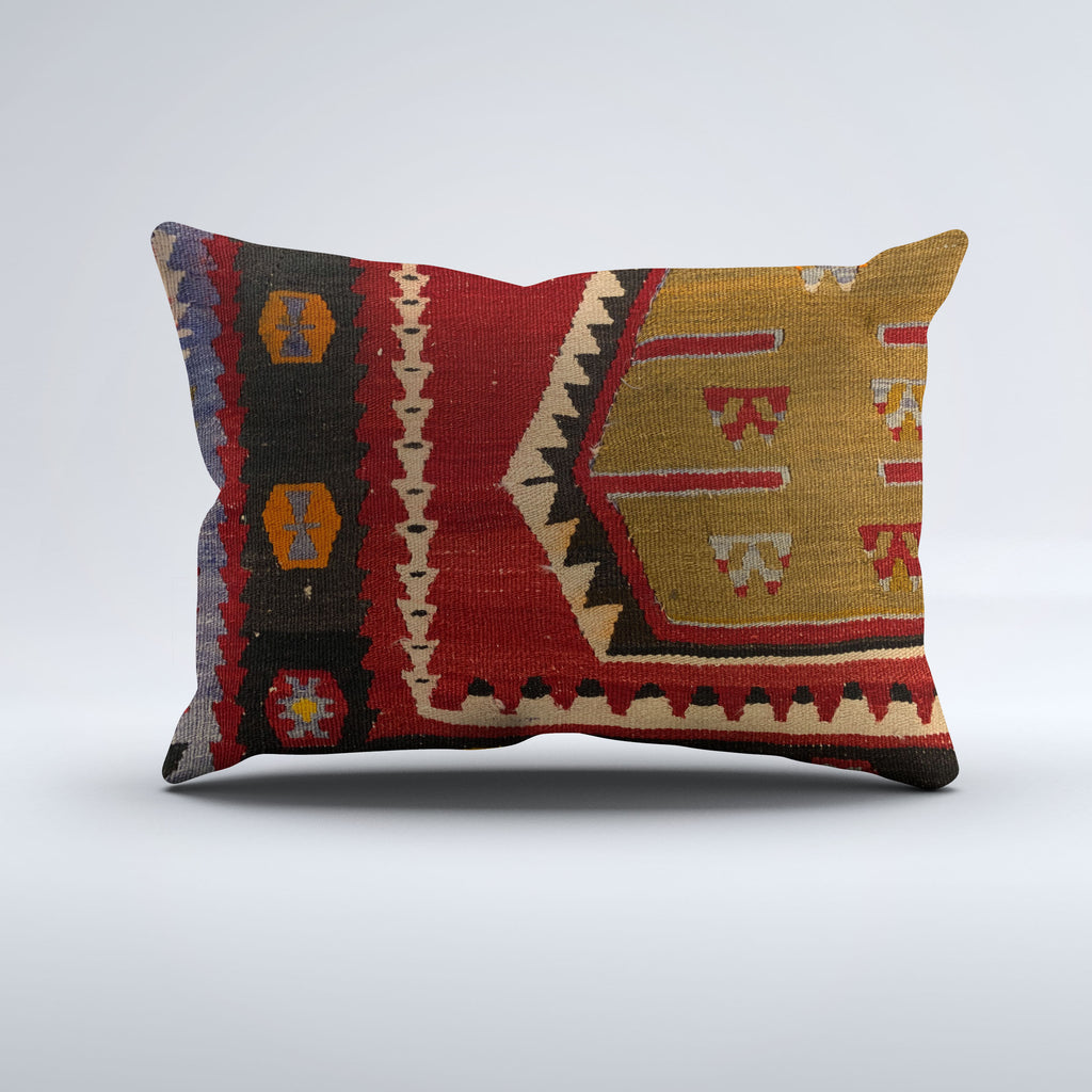 Vintage Turkish Kilim Cushion Cover 60x40 cm Square Wool Kelim Pillowcase 64731