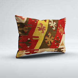 Vintage Turkish Kilim Cushion Cover 60x40 cm Square Wool Kelim Pillowcase 64734