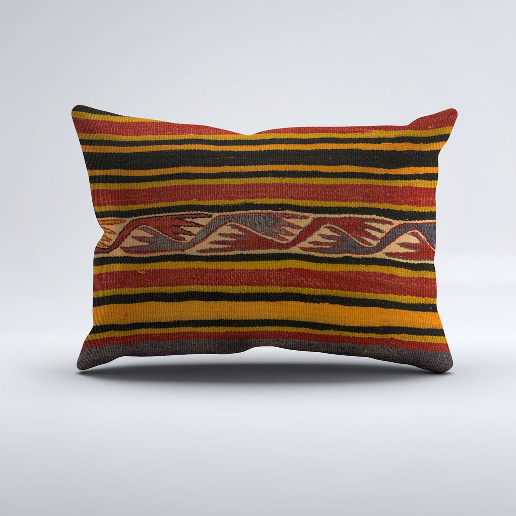 Vintage Turkish Kilim Cushion Cover 60x40 cm Square Wool Kelim Pillowcase 64736