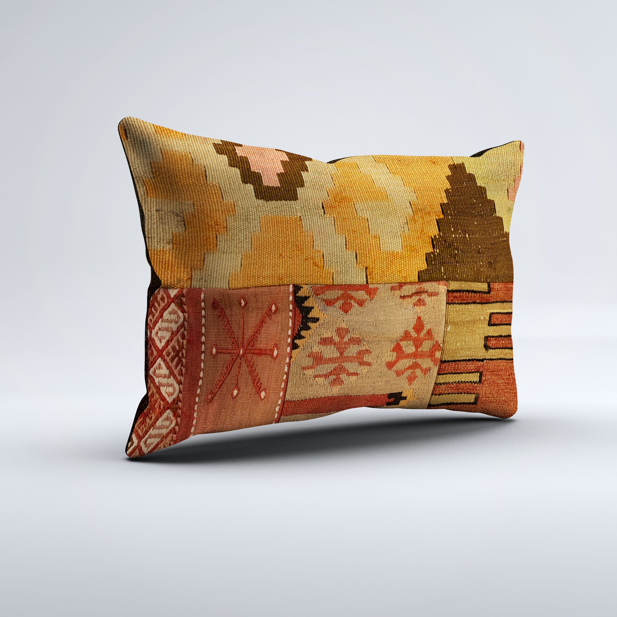 Vintage Turkish Kilim Cushion Cover 60x40 cm Square Wool Kelim Pillowcase 64737