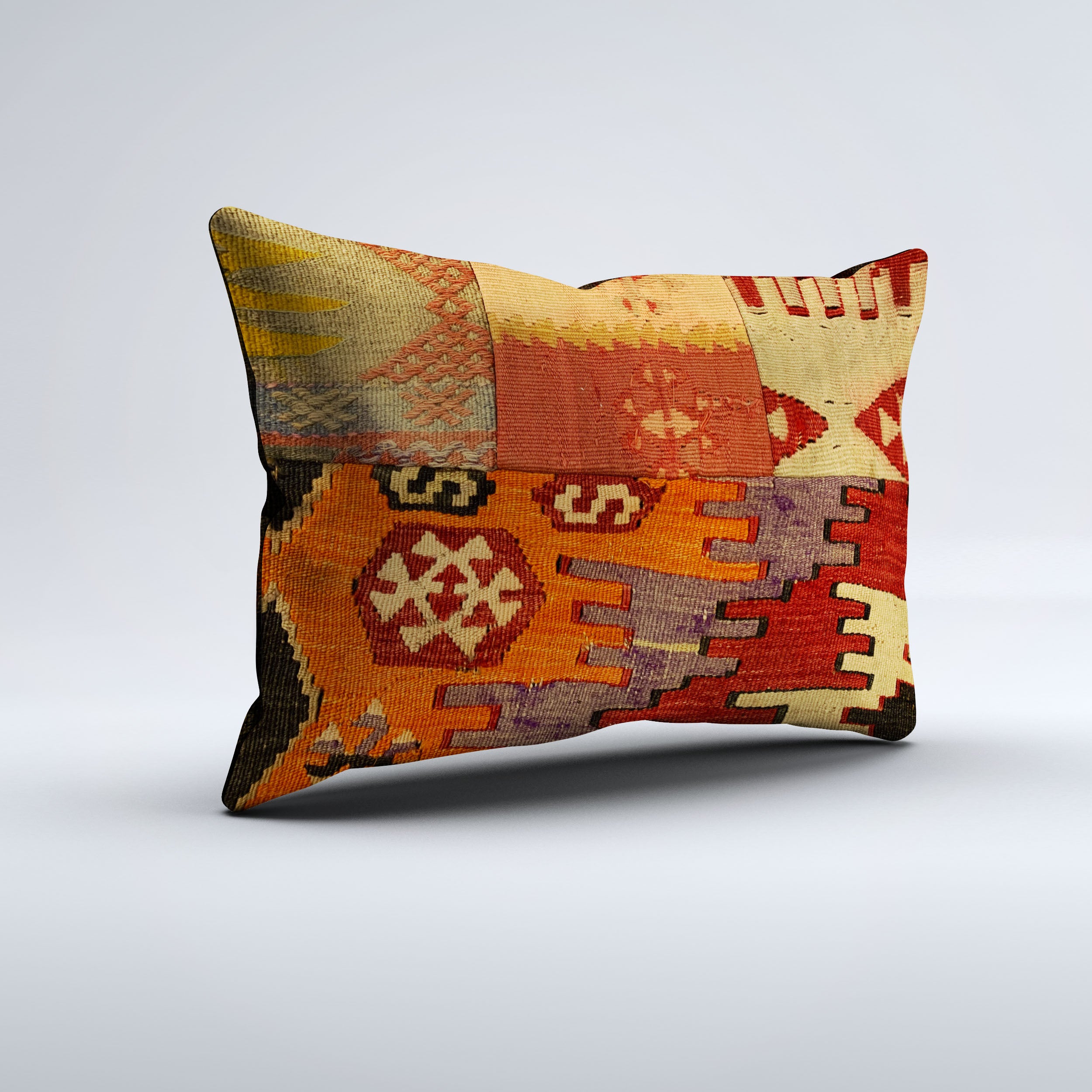 Vintage Turkish Kilim Cushion Cover 60x40 cm Square Wool Kelim Pillowcase 64740