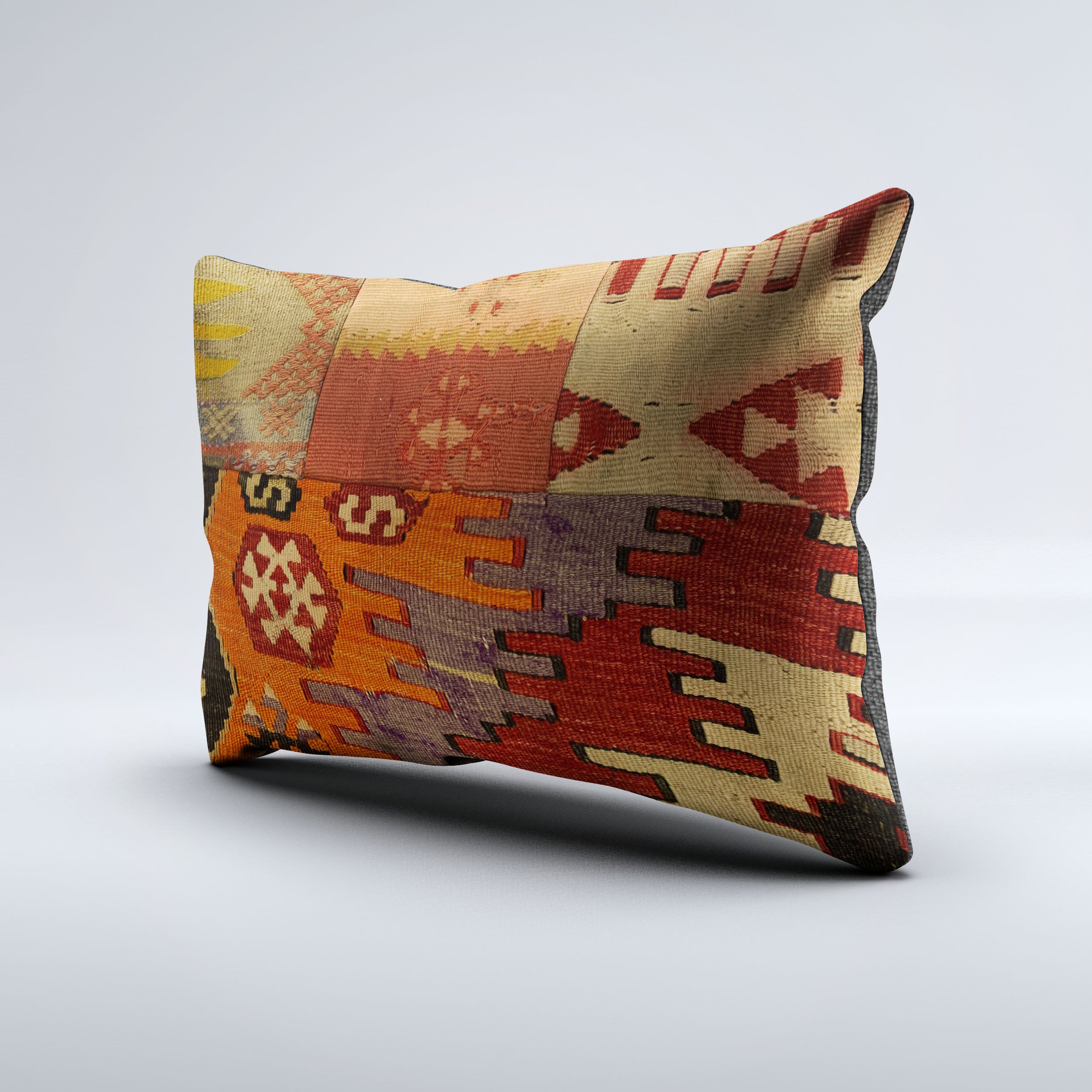 Vintage Turkish Kilim Cushion Cover 60x40 cm Square Wool Kelim Pillowcase 64740