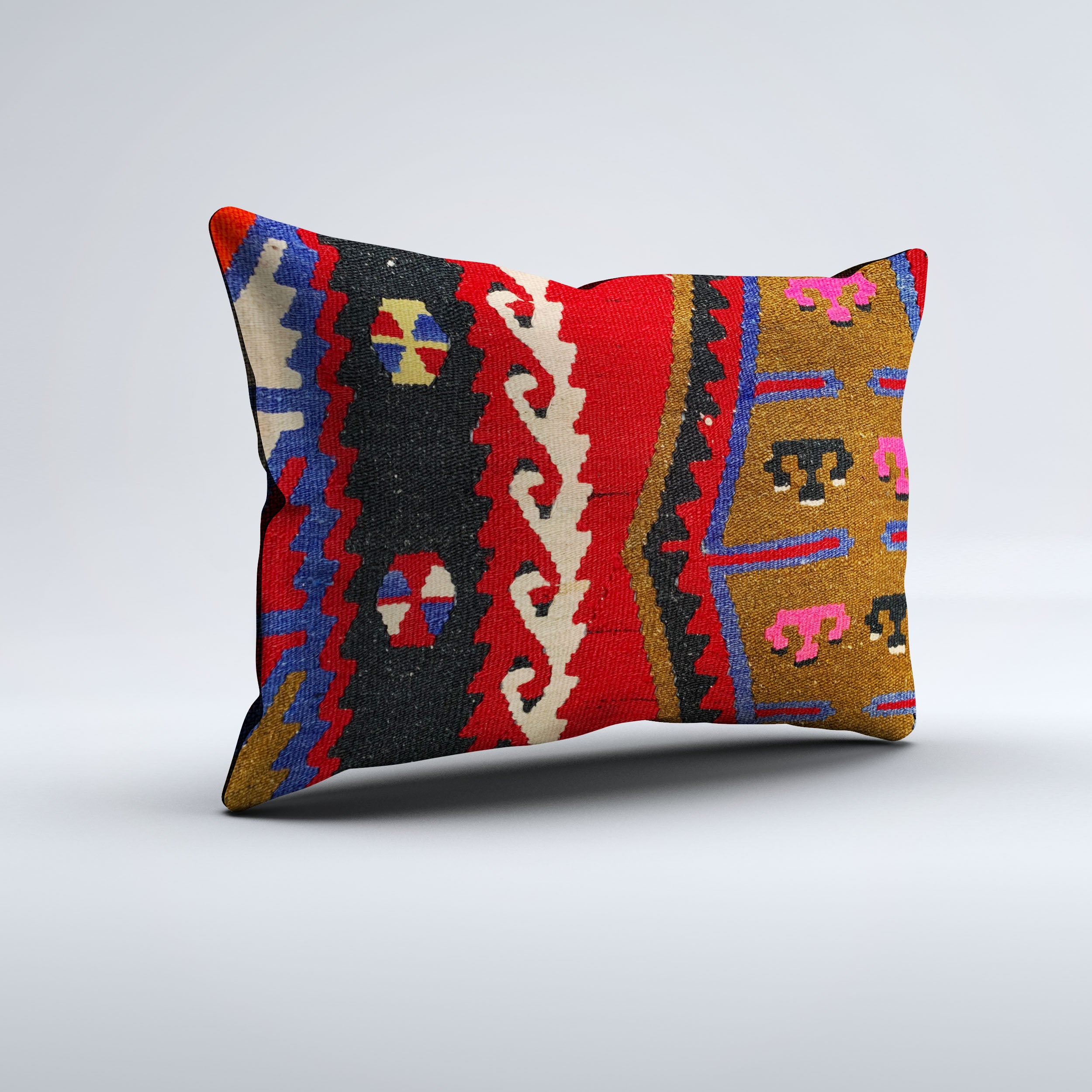 Vintage Turkish Kilim Cushion Cover 60x40 cm Square Wool Kelim Pillowcase 64746