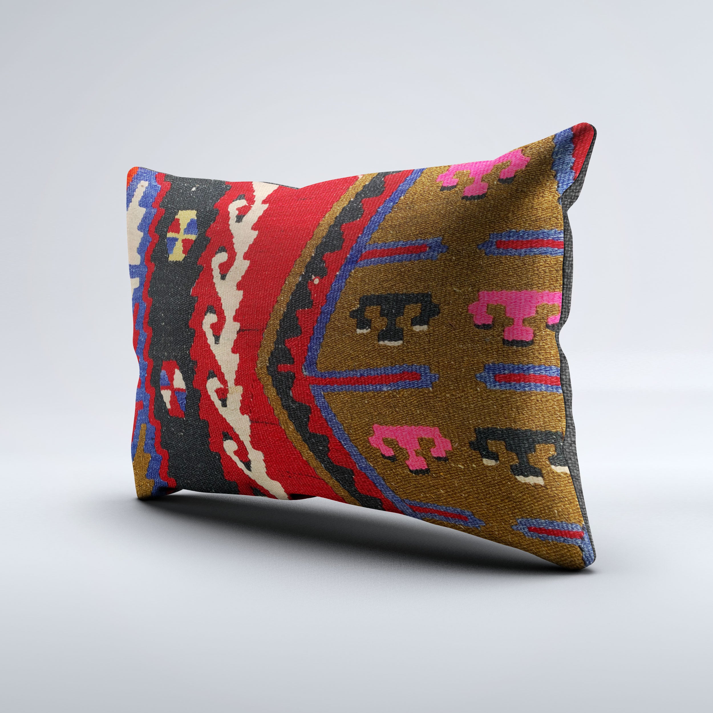 Vintage Turkish Kilim Cushion Cover 60x40 cm Square Wool Kelim Pillowcase 64746