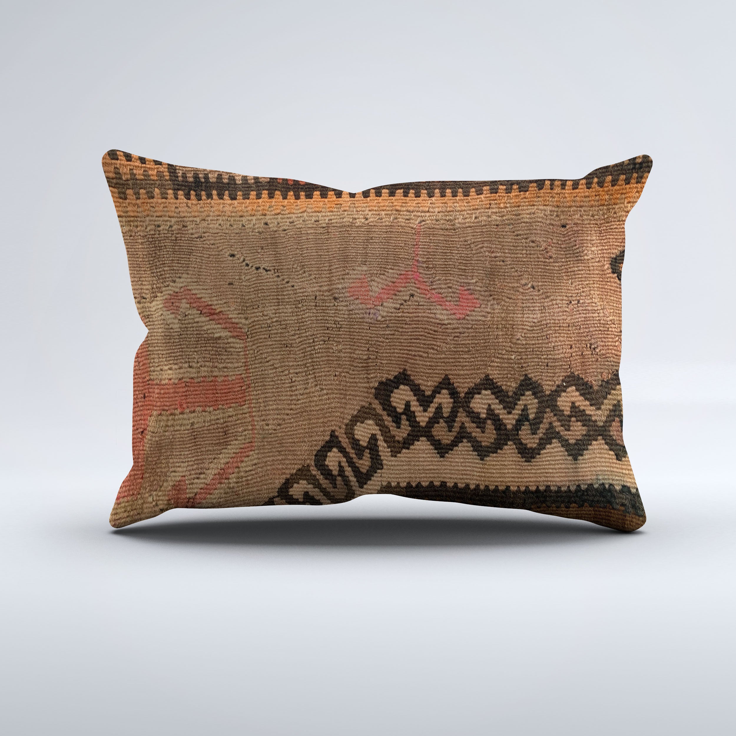 Vintage Turkish Kilim Cushion Cover 60x40 cm Square Wool Kelim Pillowcase 64749