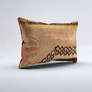 Vintage Turkish Kilim Cushion Cover 60x40 cm Square Wool Kelim Pillowcase 64749