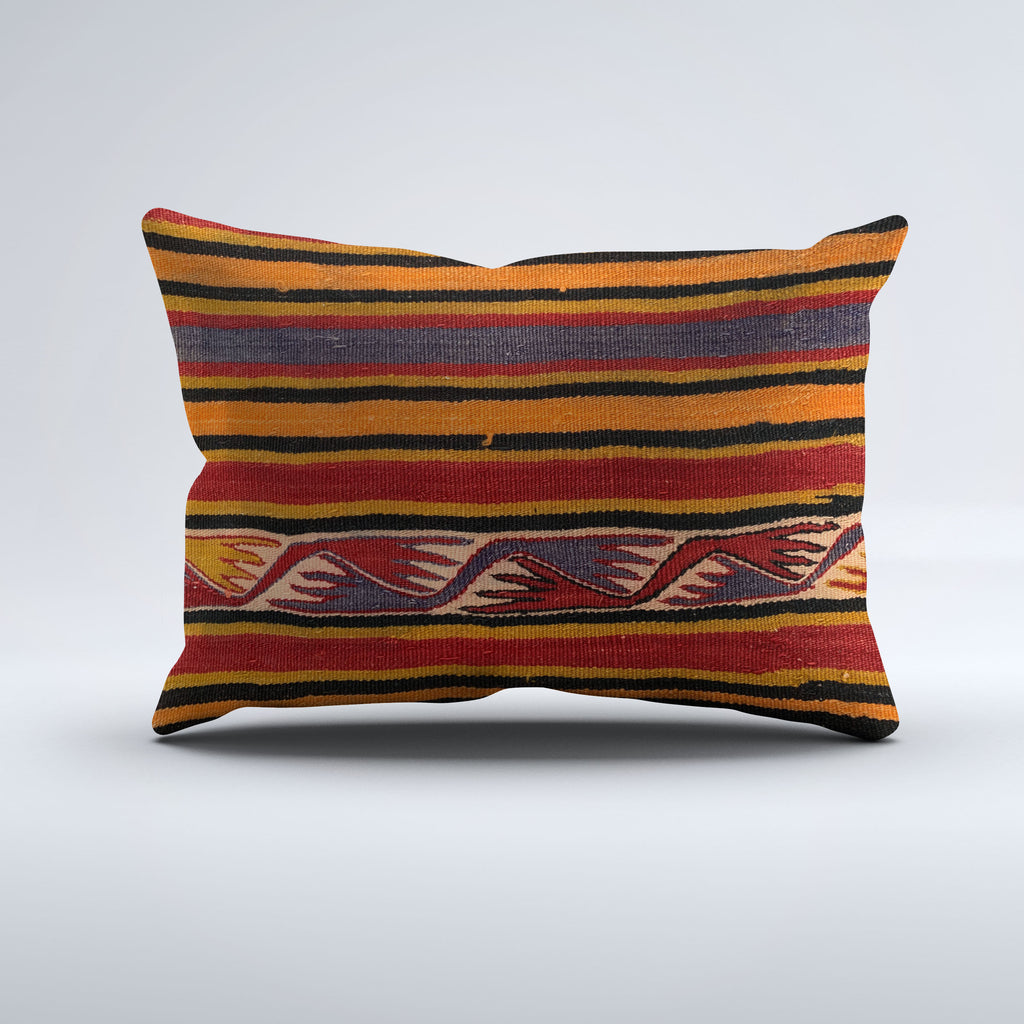 Vintage Turkish Kilim Cushion Cover 60x40 cm Square Wool Kelim Pillowcase 64754