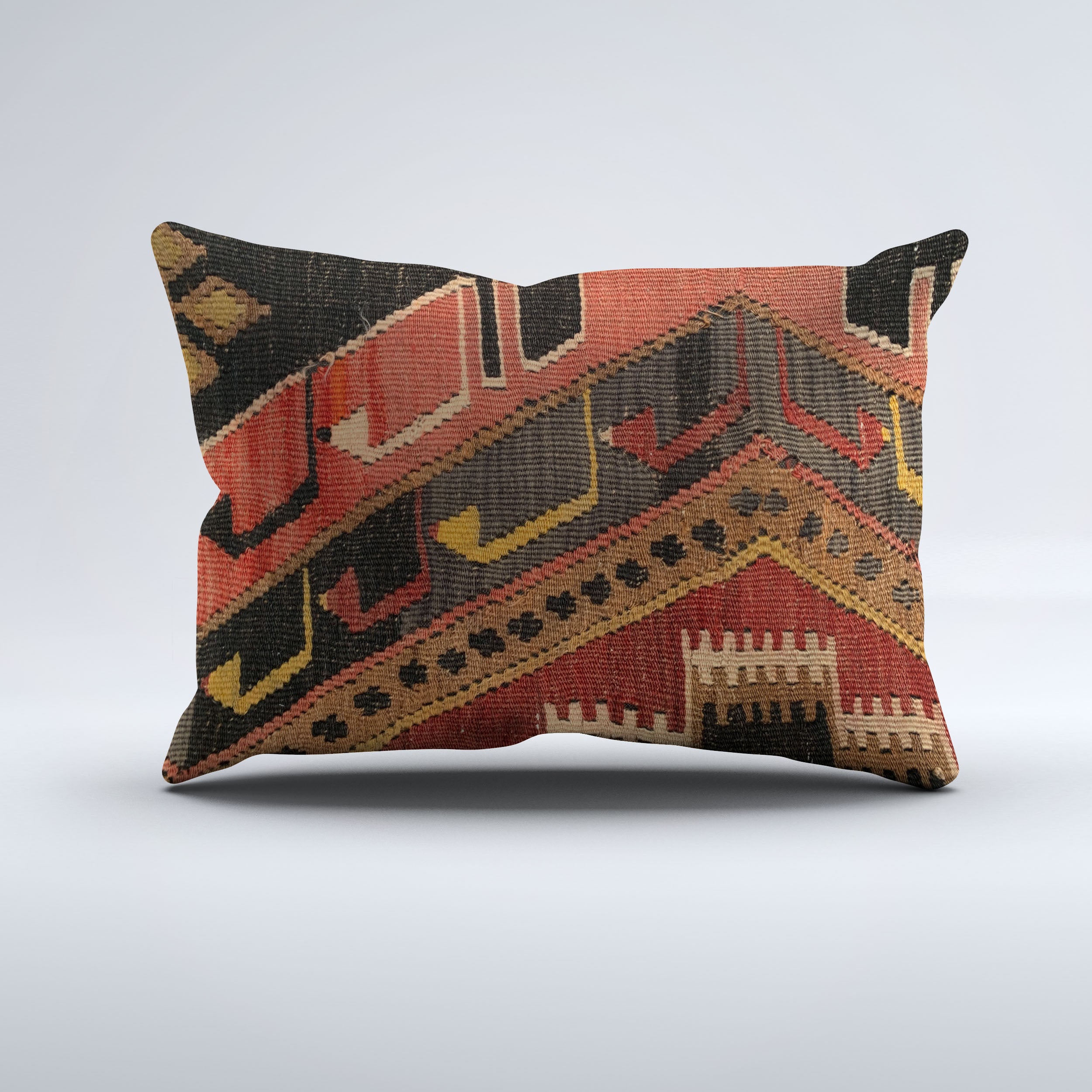Vintage Turkish Kilim Cushion Cover 60x40 cm Square Wool Kelim Pillowcase 64756